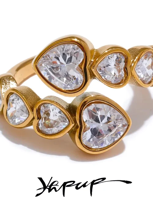 Cubic Zirconia Adjustable Heart Ring
