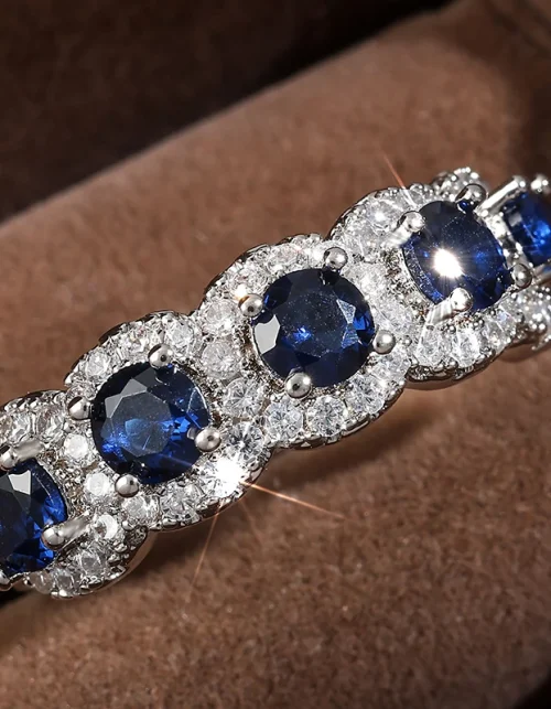 Classic Blue Cubic Zirconia Round Ring