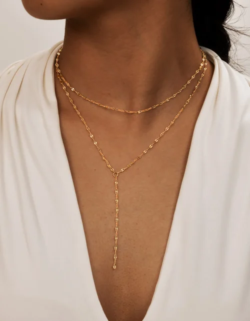 Gold Colour Double Layered Fringe Necklace