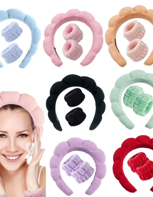 Floral Spa Headband & Wristband Set